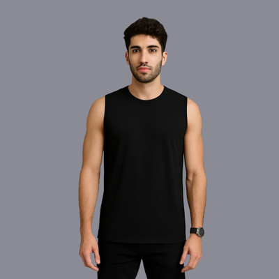 Adorbs Solid Men Round Neck Black T-Shirt