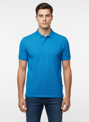 The Mirai Solid Men Polo Neck White T-Shirt