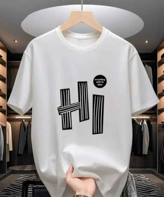 NAVLOOK Printed Men Round Neck White T-Shirt