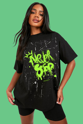 prageet Graphic Print Women Round Neck Black T-Shirt