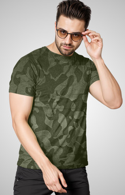 FTX Printed Men Round Neck Dark Green T-Shirt