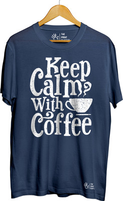 THE PRINT PLATTER Graphic Print Men Round Neck Navy Blue T-Shirt