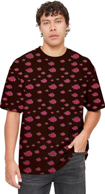 SONI BROS Printed Men Round Neck Black, Red T-Shirt