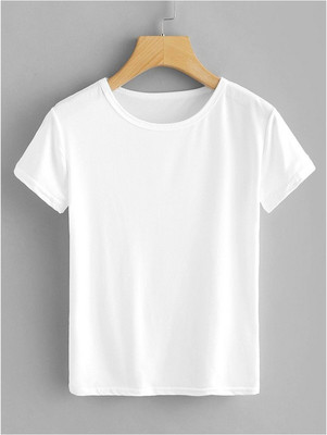 HamsaMART.com Solid Men Round Neck Reversible White T-Shirt