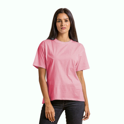 Ashkart Solid Women Round Neck Pink T-Shirt