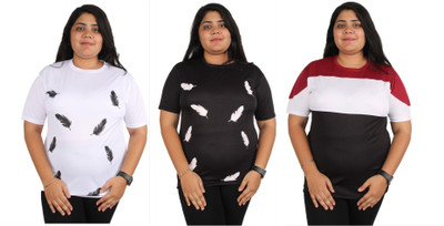 Oishee Printed Women Round Neck Multicolor T-Shirt