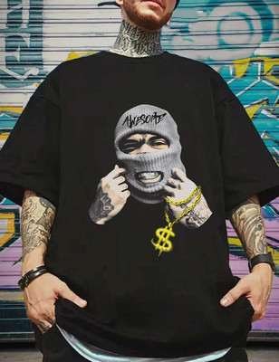Manlino Printed Men Round Neck Black T-Shirt