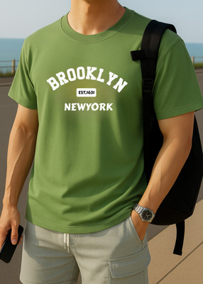 NOMITH Typography Men Round Neck Light Green T-Shirt