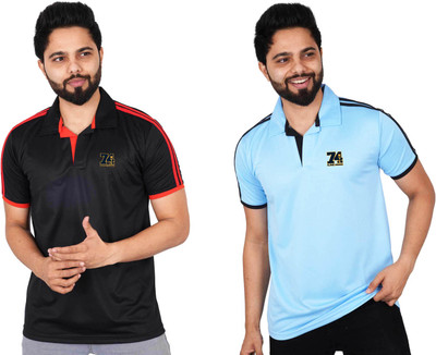 La Milano Striped Men Polo Neck Multicolor T-Shirt