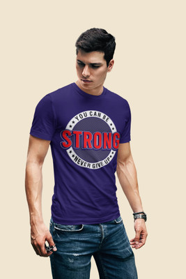 Zasu Fashion Typography Men Round Neck Dark Blue T-Shirt