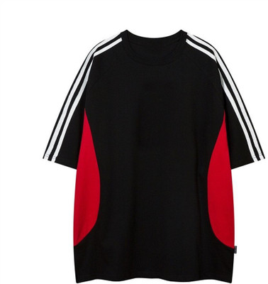 youngcash Striped Men Round Neck Black T-Shirt