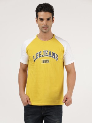 LEE Typography Men Round Neck Yellow T-Shirt