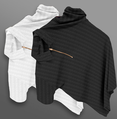 COMBRAIDED Self Design Men Polo Neck Black, White T-Shirt