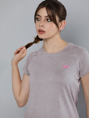 HRX by Hrithik Roshan Printed Women Round Neck Brown T-Shirt
