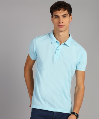 METRONAUT Solid Men Polo Neck Light Blue T-Shirt