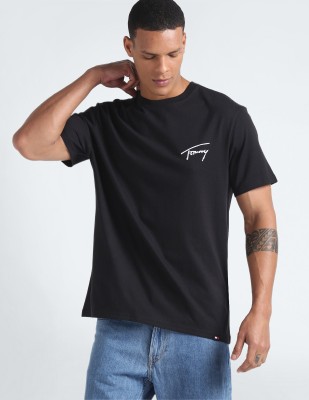 TOMMY HILFIGER Solid Men Round Neck Black T-Shirt