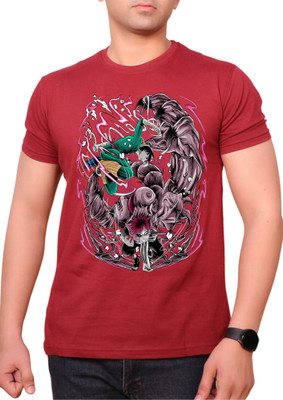 Inferno Graphic Print Men Round Neck Red T-Shirt