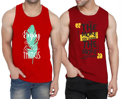 WOOSTRO Typography Men Scoop Neck Red, Maroon T-Shirt