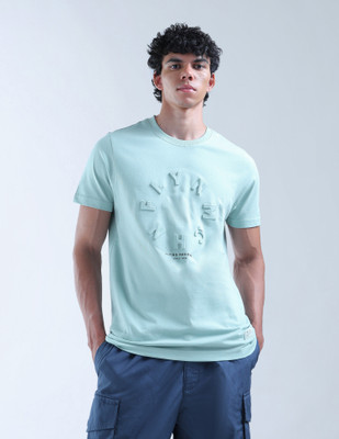 FLYING MACHINE Graphic Print Men Crew Neck Blue T-Shirt