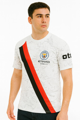 teky Printed Men Polo Neck White T-Shirt