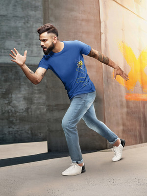 WROGN Printed Men Round Neck Blue T-Shirt