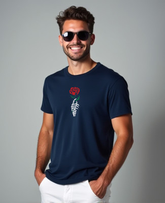 UrGear Graphic Print, Printed Men Round Neck Navy Blue T-Shirt