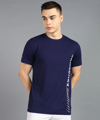 Adrenex Printed Men Round Neck Dark Blue T-Shirt