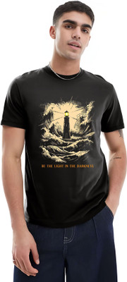 RAN ELEVEN COMPANY Graphic Print Men Crew Neck Black T-Shirt