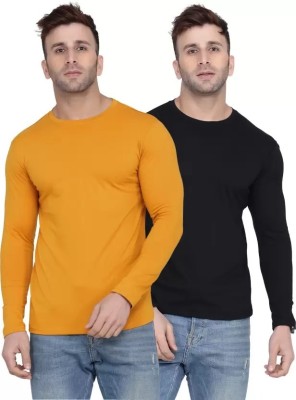 SYM Solid Men Round Neck Yellow T-Shirt