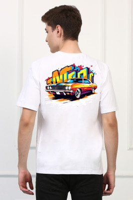 Awaken Armor Printed Men Round Neck White T-Shirt