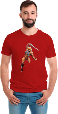 SmarTee Street Geometric Print Men Round Neck Red T-Shirt