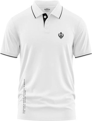Warriorworld Solid Men Polo Neck White T-Shirt