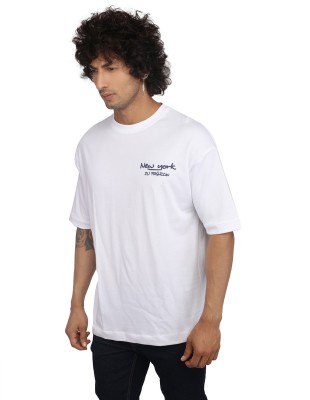 Zulements Printed Men Round Neck White T-Shirt