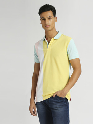 Pepe Jeans Colorblock Men Polo Neck Green T-Shirt