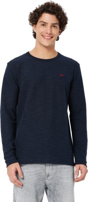 MUFTI Solid Men Round Neck Dark Blue T-Shirt