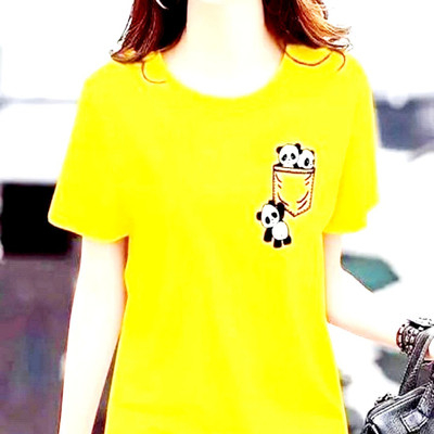 TARSHI Printed Women Round Neck Yellow T-Shirt