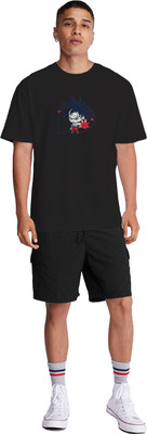 SONI BROS Printed Men Round Neck Black T-Shirt