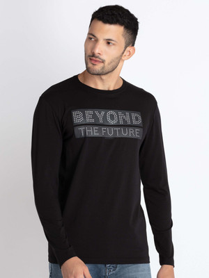 Status Quo Printed, Typography Men Round Neck Black T-Shirt