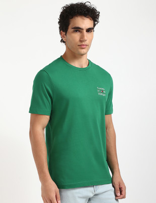 TOMMY HILFIGER Printed Men Crew Neck Green T-Shirt