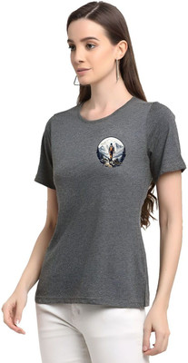 SZN Graphic Print Women Round Neck Grey T-Shirt