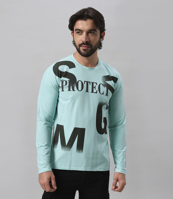 BE POSITIVE Typography Men Round Neck Light Green T-Shirt
