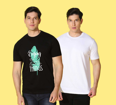 WOOSTRO Printed Men Round Neck Multicolor T-Shirt