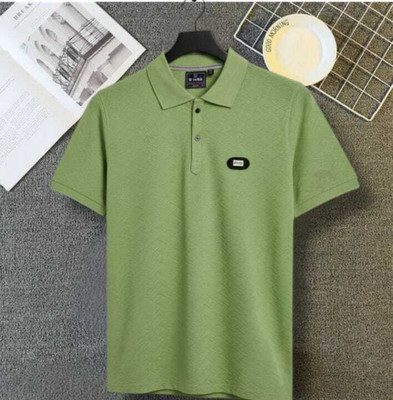 Messy Boy Solid Men Polo Neck Maroon T-Shirt