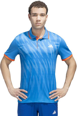 ADIDAS Printed Men Round Neck Blue T-Shirt