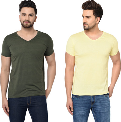 Tresna Fab Solid Men V Neck Multicolor T-Shirt