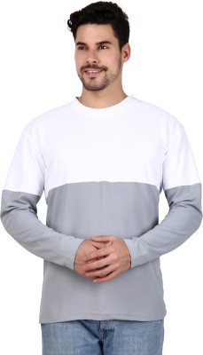 PATOIS Colorblock Men Round Neck White, Grey T-Shirt