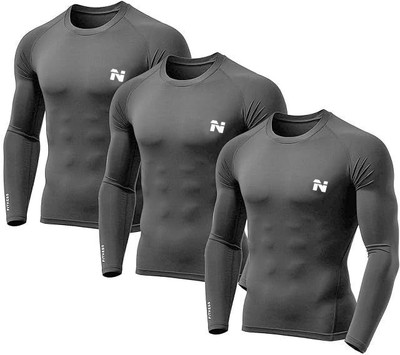 NINQ Solid Men Round Neck Grey T-Shirt