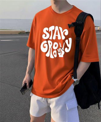 vesloo willow Solid Men Round Neck Orange T-Shirt