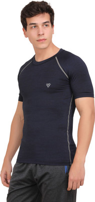 Kyk Solid Men Round Neck Reversible Grey T-Shirt