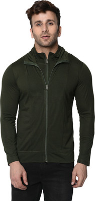 Tresna Fab Solid Men High Neck Dark Green T-Shirt